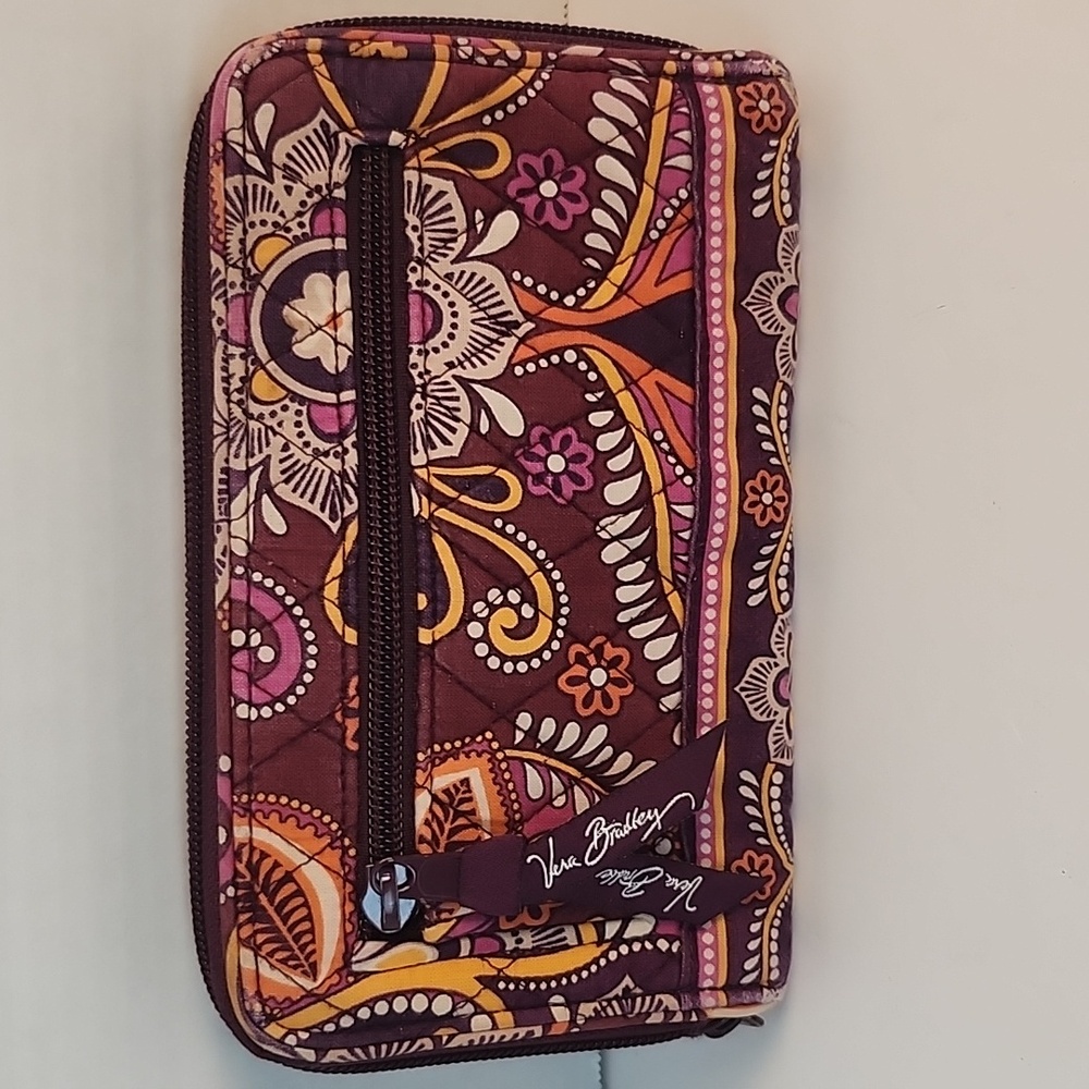 Vera Bradley purple & orange pattern wallet. - Picture 4 of 12
